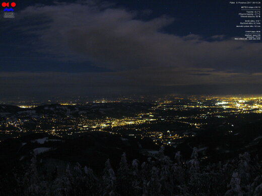 Pohled z Lysé hory v noci